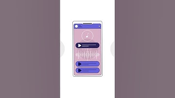 Music app interface with audio waveform 2D cartoon vertical animation