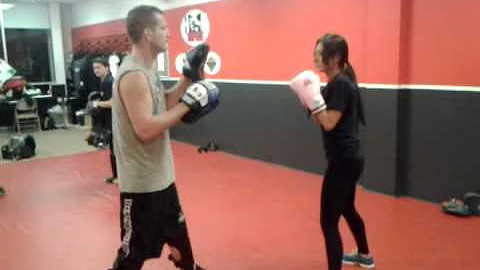 Annie running some Kickboxing with Luke Noss at Ha...