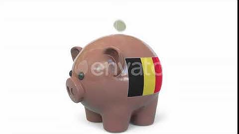 Putting Money Into Piggy Bank with Flag of Belgium | Motion Graphics - Envato elements