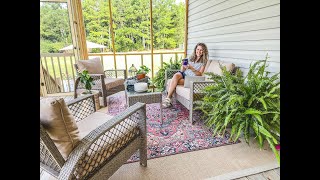 Phi Villa 4-Piece Rattan Sectional Sofa with Cushions Conversation Set