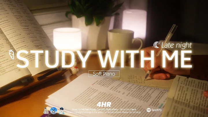4-HOUR STUDY WITH ME late night 🌙 | Calm Piano🎹, Soft Music for Working, Studying | Pomodoro 50-10