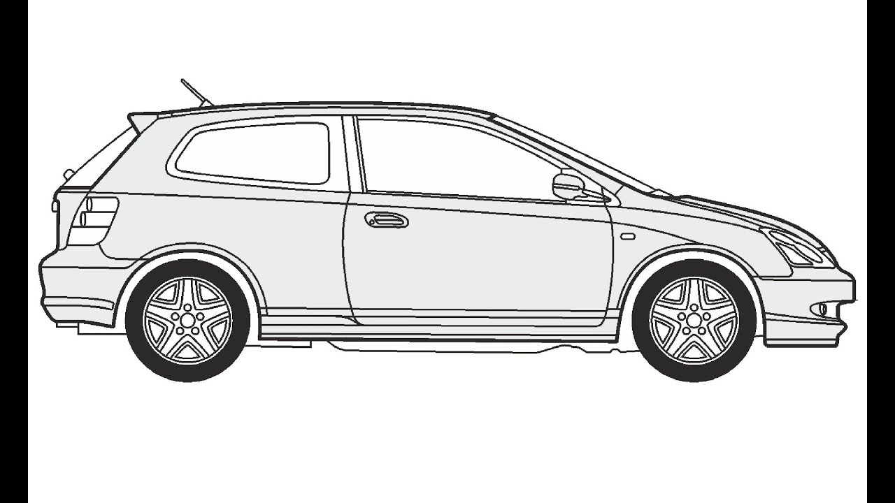 How to Draw a Honda Civic 3 / Как нарисовать Honda Civic 3 - YouTube