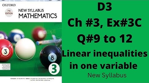 Oxford Mathematics 3, D3, NSM, Chapter no 3, Ex no 3C, Q no 9 to 12, #igcse #olevels