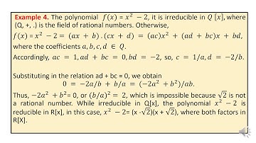 Lecture 1 irreducible polynomials part 2