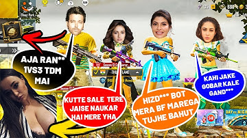 😍 Random Conqueror 3 BAD GIRLS Call me Noob and I challenge for Tdm Room 1vs3 | PART 16