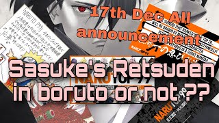 17th Dec All Announcements, Sasuke's retsuden anime adaptation, JUMP Festa 2023 updates.