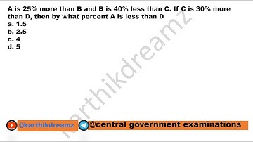 A is 25% more than B and B is 40% less than C. If C is 30% more than D, then by what percent A is