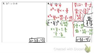 HW#6: Solving Quadratics by Completing the Square