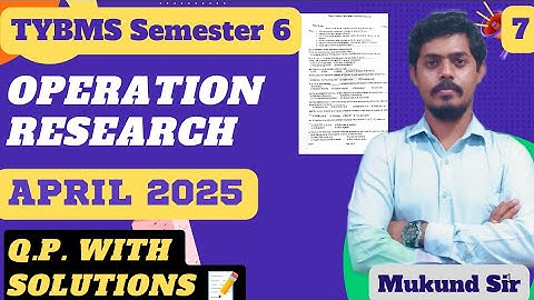 Operation Research | TYBMS Sem 6 | Q.4 (c/d) Solved | Mumbai University | Mukund Sir