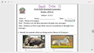 Class 1 EVS Worksheet Solution week 20 (17/11/21)