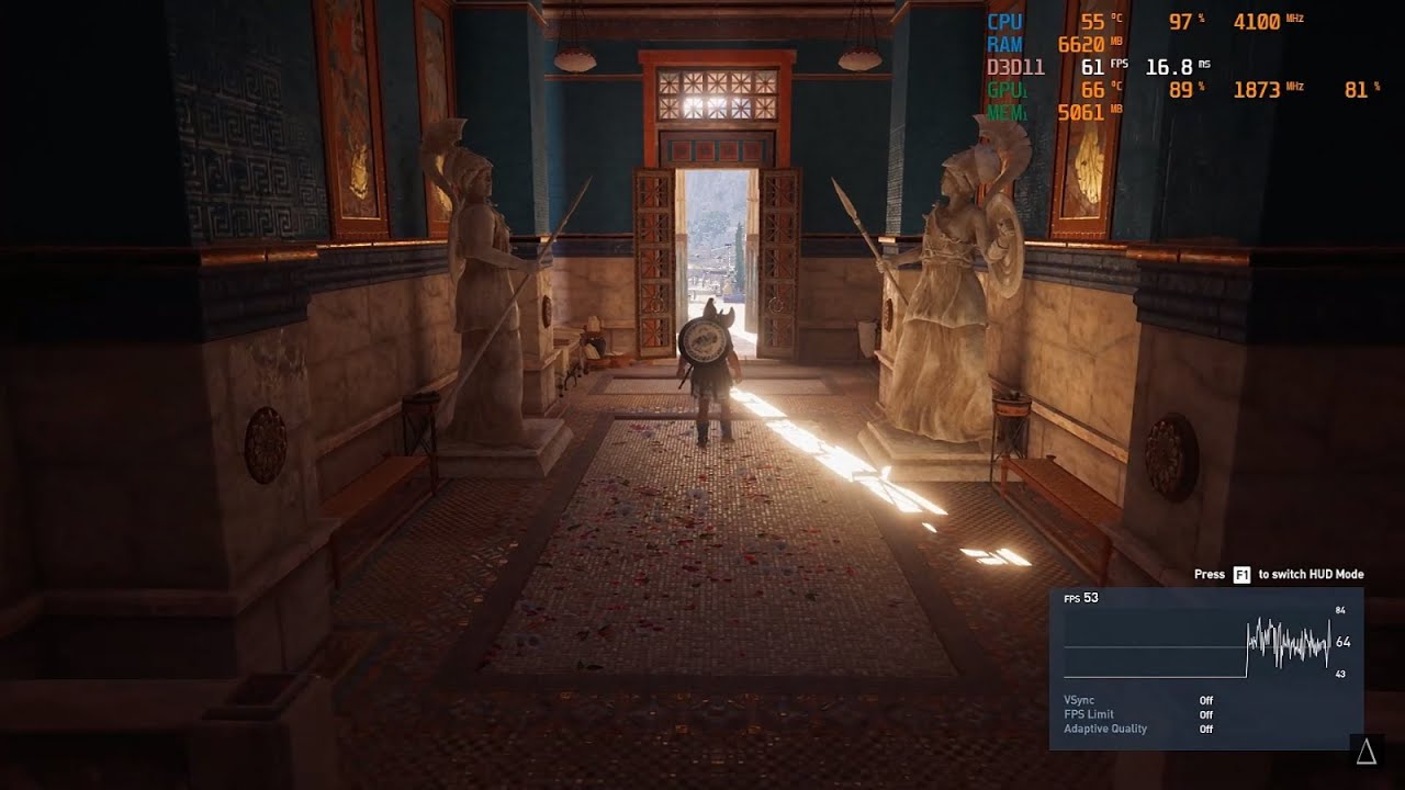 Benchmark - Assassin's Creed Odyssey - 1080p High and Ultra Settings on GTX 1070 - i7 3770k