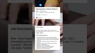 Data Engineer | Python Developer | AWS | #jobs #hiring #hirezap #python