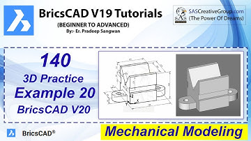 3D Practice Drawing BricsCAD V20 Tutorial 140 | Exercise 20 | Mechanical Design Drawing Hindi