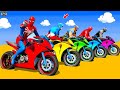 الأبطال الخارقين على القضبان دوامة قمع جسر - SPIDER-MAN!on Motorcycle in Spiral Bridge Stunt Ride