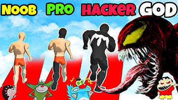 NOOB vs PRO vs HACKER vs GOD In Mashup Hero Game || Oggy, Jack, Shinchan, Bob || Dadplay yt #3