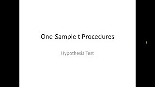 One Sample t Hypothesis Test