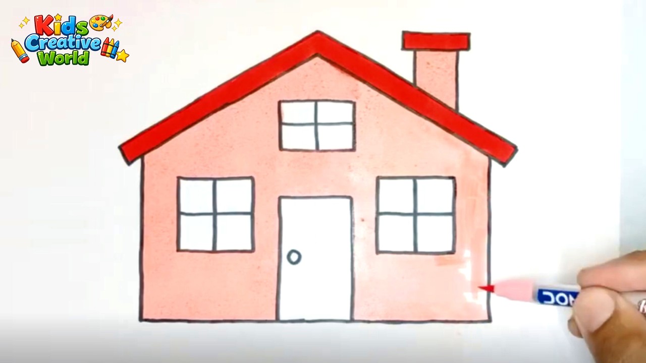 How to Draw a Beautiful House for Kids 🏠 | Easy Drawing Step by Step ...
