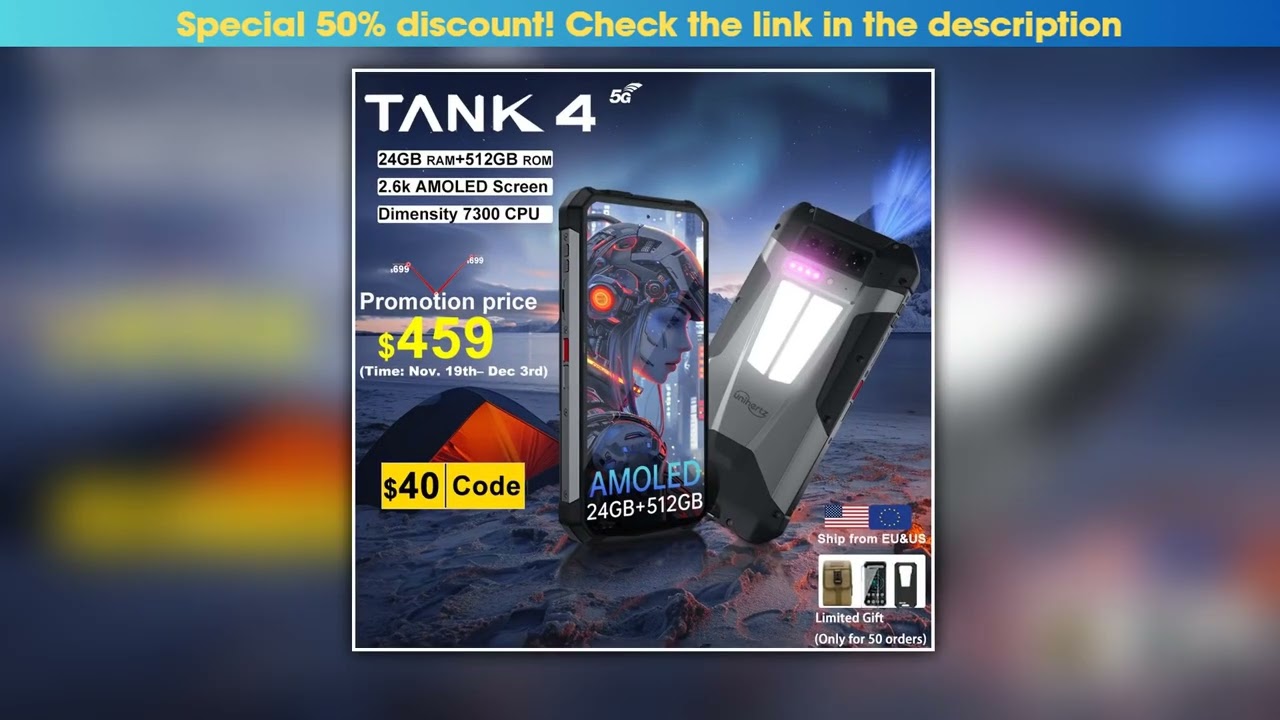 World premiereUnihertz by 8849 Tank 4 Smartphone Builtin 720P Projector 5G Phone 24512GB 11600mAh