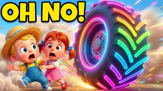 GIANT Tractor Tire! 🚜 Big Wheels Song for Kids | Huck &amp; Mary Toons