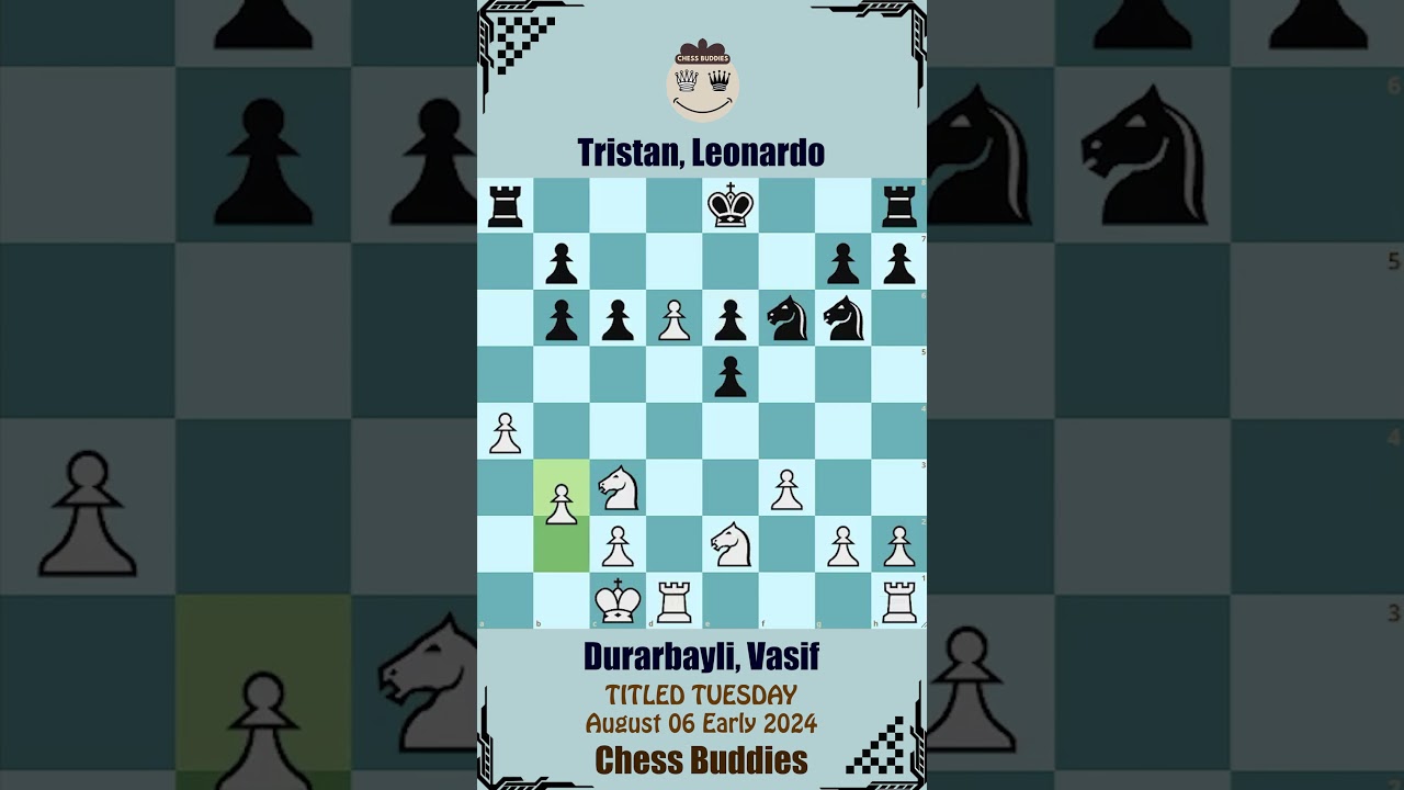 TITLED TUESDAY || Durarbayli, Vasif vs Tristan, Leonardo || August 06 Early 2024, Chess.com 2024