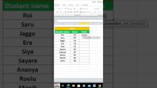 Rank formula in excel #youtubeshorts #dailyshorts #excel #exceltutorial