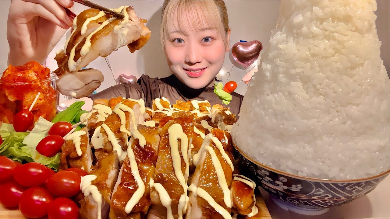 ASMR курица терияки【русские субтитры】【Mukbang/ Eating Sounds】