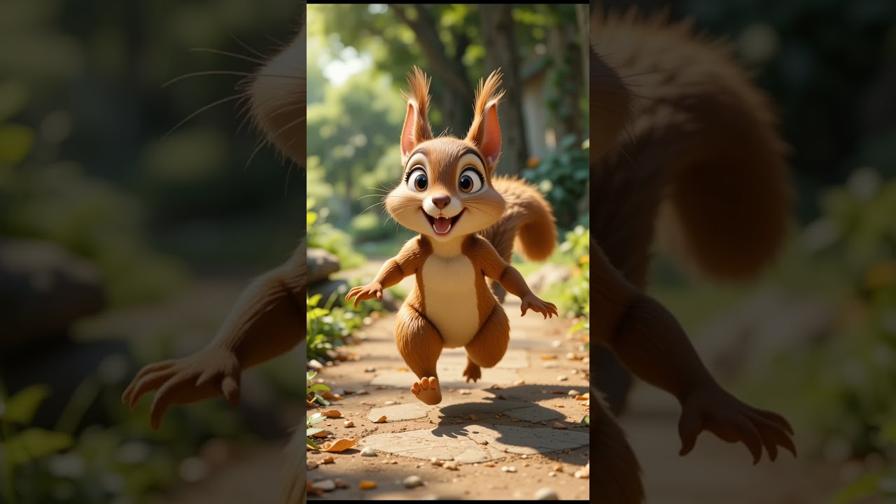 One day a squirrel was jumping on a tree. 