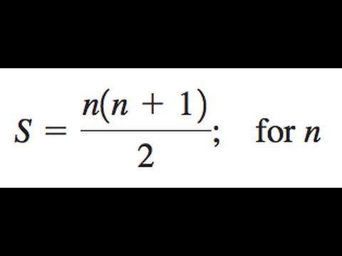 S N N 1 2 Solve For N Youtube