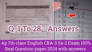 💯Ap 7th class English Sa2 real question paper 2024|7th Sa2 english question paper and answers 2024