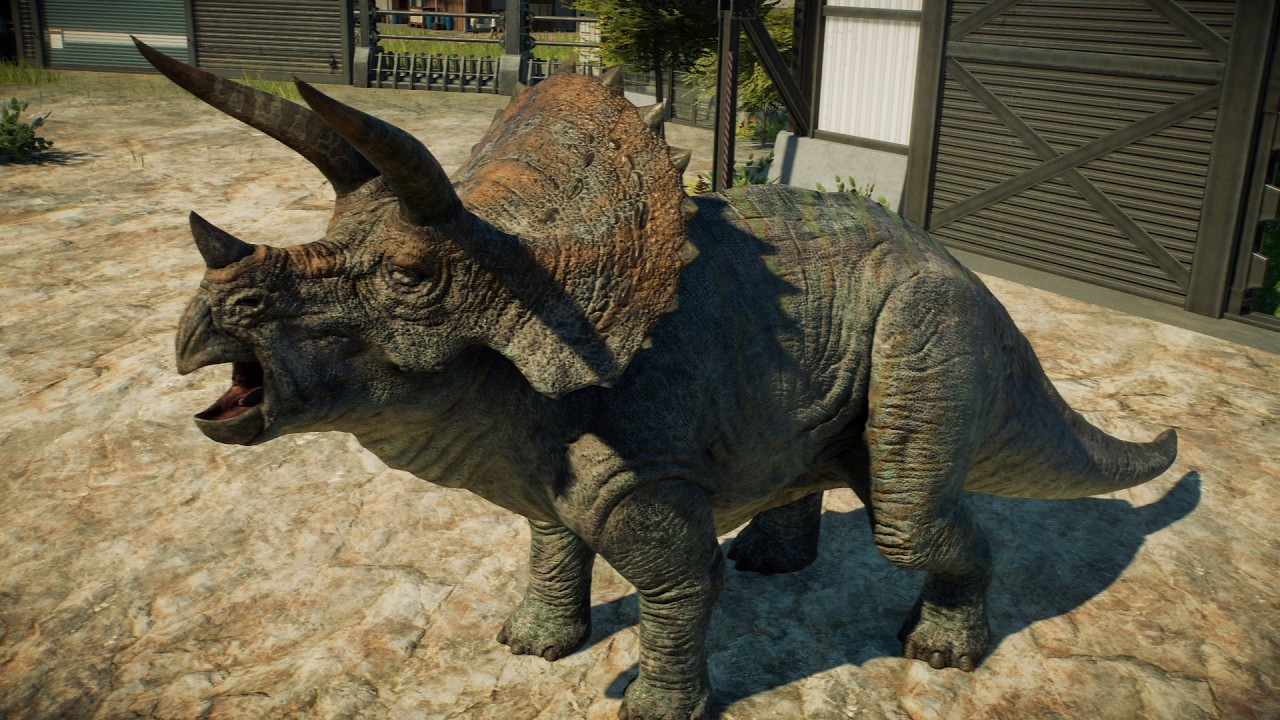 TRYCERATOPS vs T-REX (Tyrannosaurus Rex) FULL FIGHT - Jurassic World Evolution 2