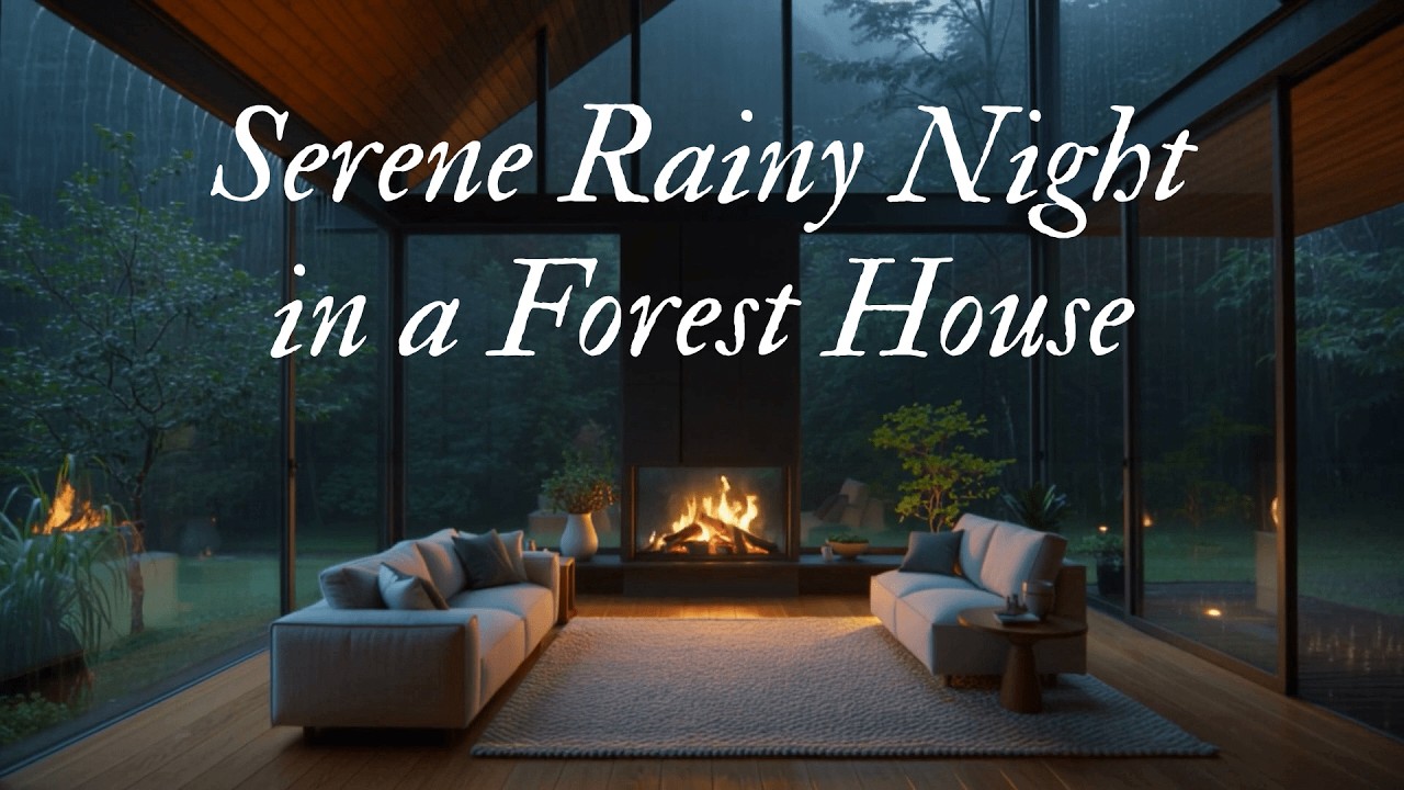Serene Rainy Night in a Forest House