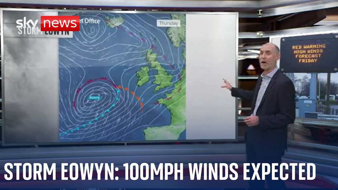 Storm Eowyn: UK & Ireland braced for 'historic storm' with up to 100mph winds