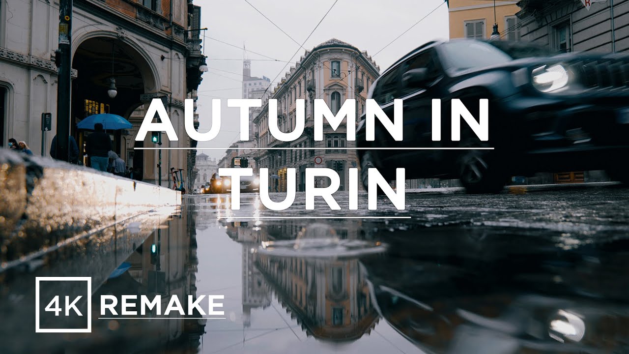 Autunno a Torino, Italia | Remake in 4K | Tour della città | Film Urbano