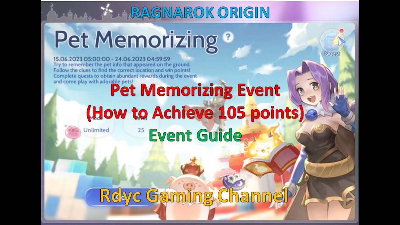Pet Memorizing (How to get 105 points) Event Guide Ragnarok Origin
