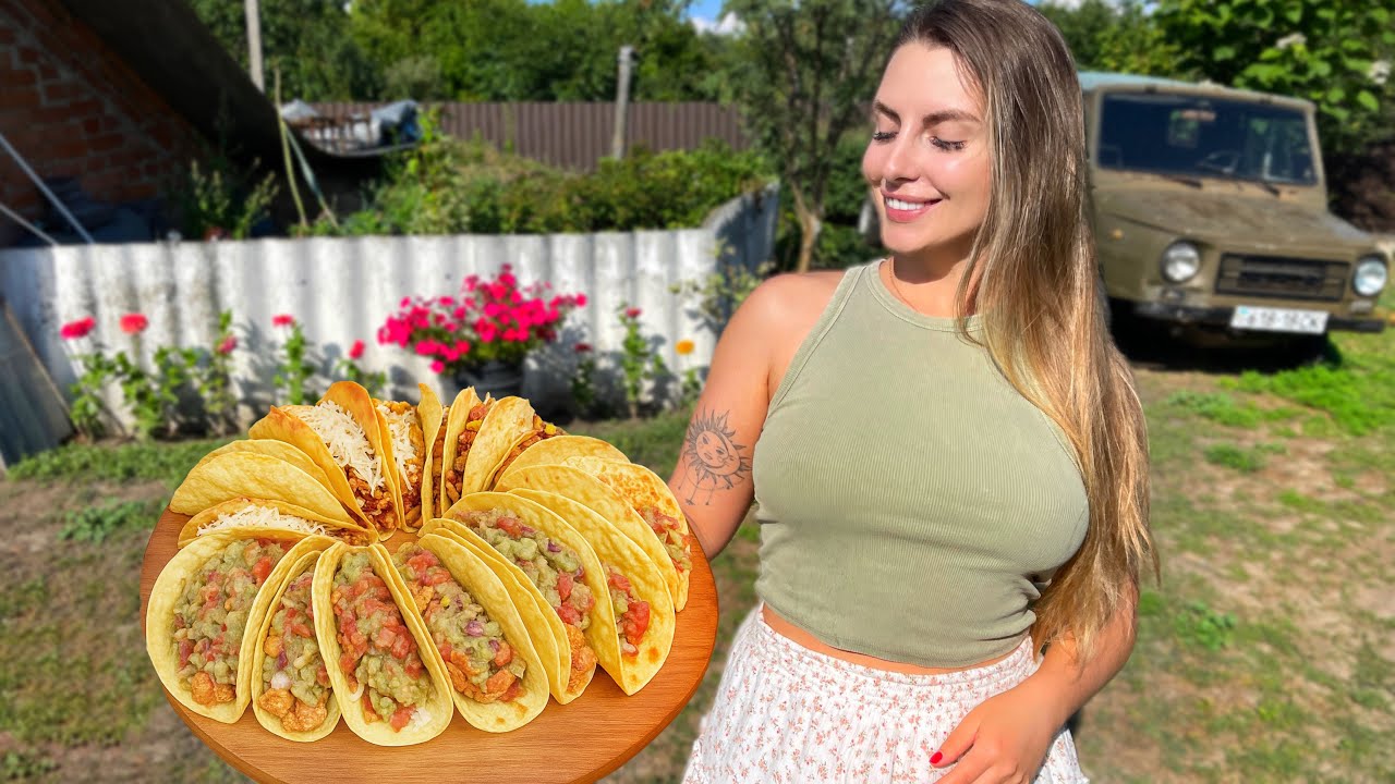 Cooking Spicy Chicken Tacos for Dinner l Relaxing Village Kitchen ASMR