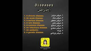 أنواع الأمراض باللغة الانجليزية  Types of diseases