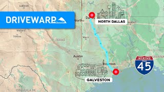 All of US I45 Galveston Mainland Northbound to North Dallas 4K