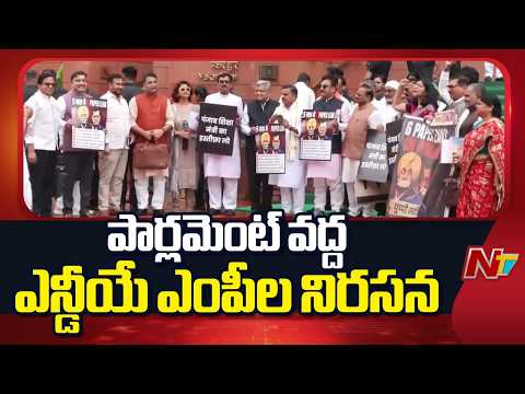 NDA MPs staged a protest outside Parliament | NTV Telugu - NTVTELUGU