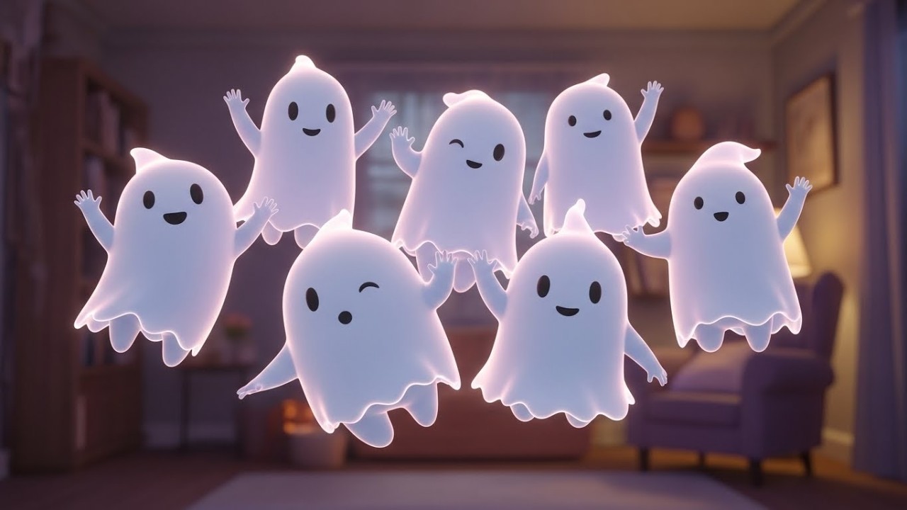 Five Little Ghosts Living the Room 👻🎵 | Spooky Fun Counting Song for Kids