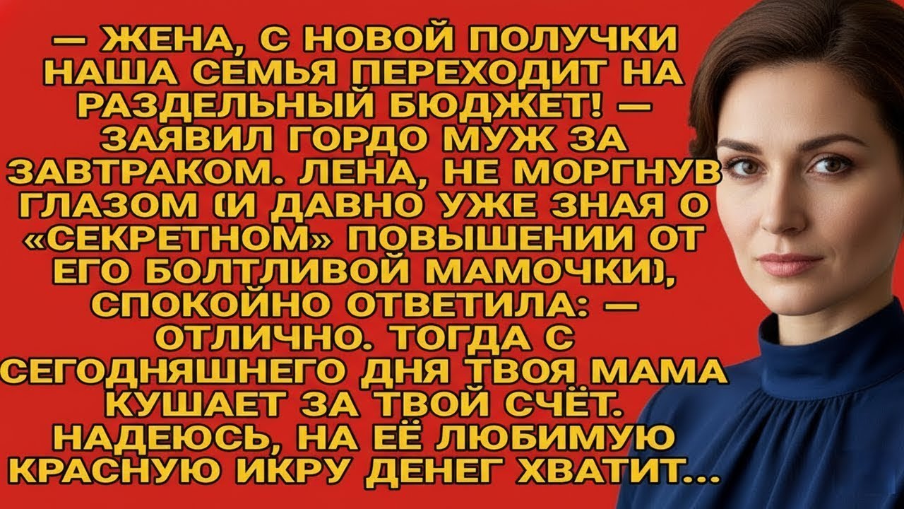 Муж ввёл раздельный бюджет — Лена не растерялась: теперь мама ест за его счёт...