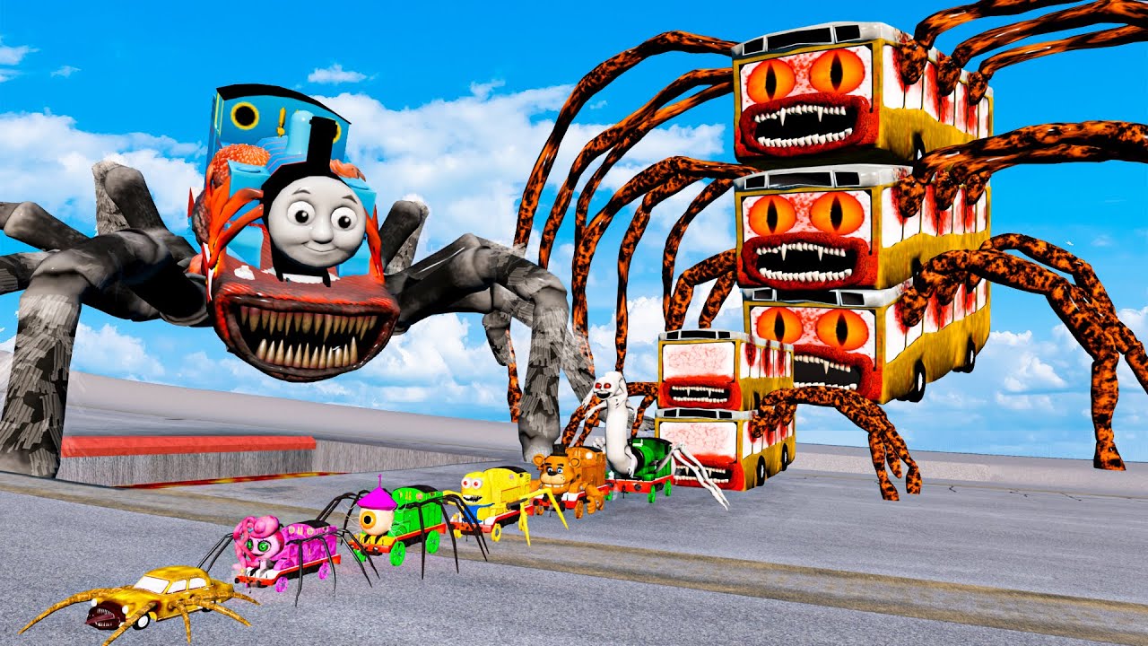 ALL MONSTERS Big & Small Cars Downhill Madness with 3X BUS EATER & NEW THOMAS EATER BeamNG.Drive
