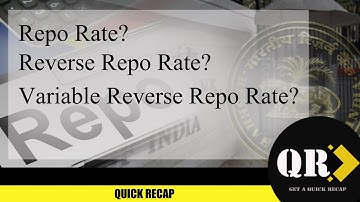 Repo Rate, Reverse Repo Rate, Variable Reverse Repo Rate - Economy - Quick Recap  #Quickrecap #UPSC