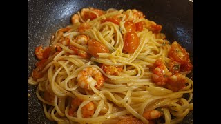 Linguine with Shrimp and Cherry Tomatoes  a Mediterranean dish ready in just 15 minutes!