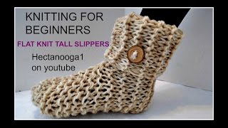 1156yt  KNITTED TALL SLIPPERS , or crochet tall slippers, knitting for beginners