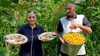 Outdoor Cooking fried TROUT Relaxing Video of VILLAGE LIFE VLOG