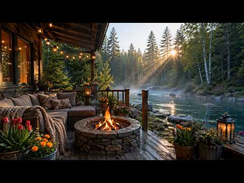 This Cozy Riverside Porch Campfire & Nature Sounds Feels Like Real Life
