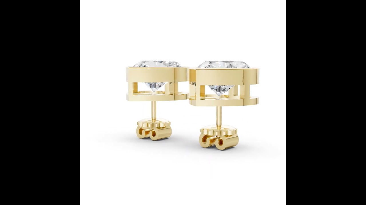 Heart Cut Lab Grown Diamond Bezel Set Stud Earring