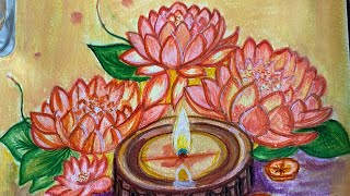 Vector Design Diwali Water Colour Painting.#happydiwali #watercolor#watercoloursheet#diyaart#lotus🎨🎉