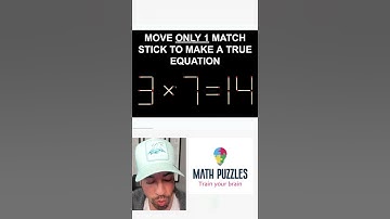 Move ONLY 1 Match Stick to make a TRUE EQUATION  #mathpuzzle #math #brainteasers