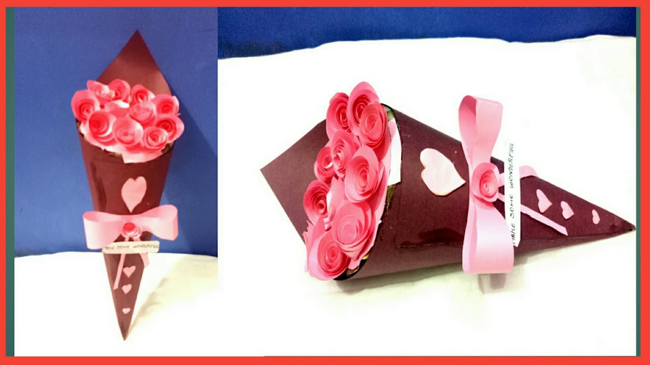 DIY Paper Flower BOUQUET/Birthday Gift Ideas/diy paper bouquet 